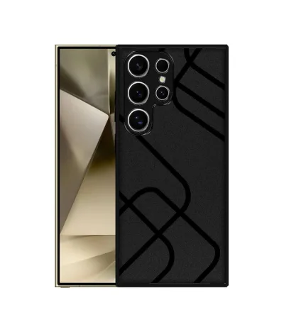 Zig-Zag Black Line Design Premium 2D Printed Metal Back Case Cover for Samsung Galaxy S24 Ultra 5G